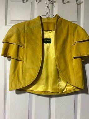 Danier yellow leather cropped bolero jacket